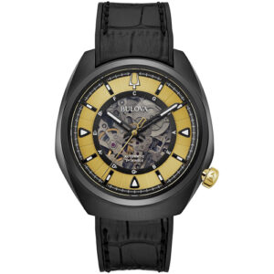 Đồng hồ Bulova Nam Chính Hãng 98A241 Grammy Skeleton Dial Black Leather Men's Watch