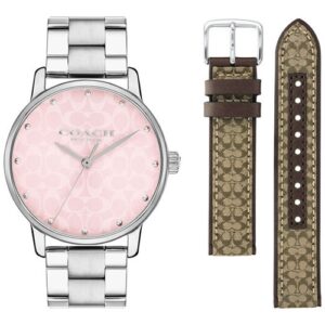 Đồng Hồ Coach Chính Hãng Nữ 14000088 Pink Dial Stainless Steel Ladies Watch