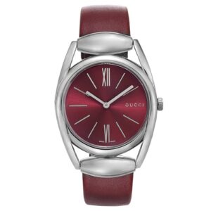 Đồng Hồ Gucci Chính Hãng Nữ YA139402 Horsebit Red Dial Red Leather Ladies Watch