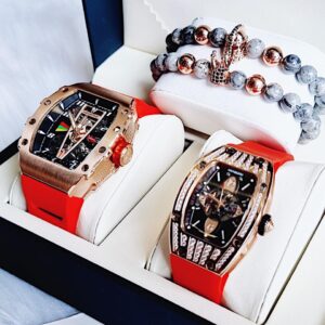 Đồng Hồ Hanboro Chính Hãng Nam Nữ Red Silicone Couple Watch
