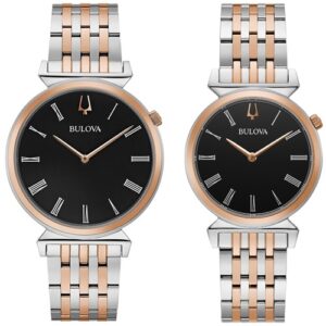 Đồng Hồ Bulova Chính Hãng Nam Nữ 98A234 98L265 Regatta Quartz Black Dial Couple Watch