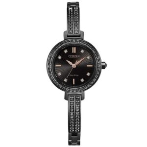 Đồng Hồ Citizen Chính Hãng Nữ EM0865-58E Eco-Drive Silhouette Crystal Black Stainless Steel Ladies Watch