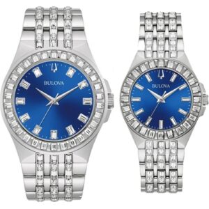 Đồng Hồ Bulova Chính Hãng Nam 96A254 96L290 Phantom Crystal Quartz Blue Dial Couple Watch