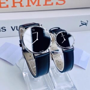 Đồng Hồ Movado Nam Nữ Chính Hãng Classic Museum Quartz Black Dial Couple Watch