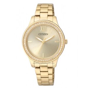 Đồng Hồ Citizen Chính Hãng Nữ EL3088-59P Quartz Crystal Gold Ladies Watch