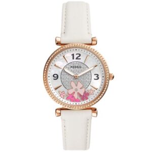 Đồng Hồ Fossil Chính Hãng Nữ ES5187 Carlie Two-Hand White Eco Leather Ladies Watch