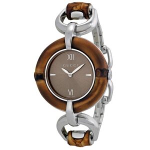 Đồng Hồ Gucci Chính Hãng Nữ YA132402 Bamboo Brown Dial Stainless Steel Ladies Watch