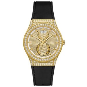 Đồng Hồ Guess Chính Hãng Nữ GW0439L2 Gold Tone Case Black Silicone Ladies Watch