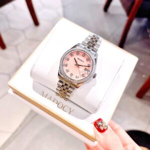 Đồng Hồ Madocy Nữ Chính Hãng Silver Stainless Pink Dial Steel Ladies Watch