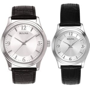 Đồng Hồ Bulova Chính Hãng Nam Nữ 96A28 96T58 Black Leather Couple Watch
