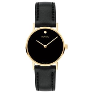 Đồng Hồ Movado Nữ Chính Hãng 0607599 Museum Signature Black Dial Leather Ladies Watch