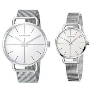 Đồng Hồ Calvin Klein Chính Hãng Nam Nữ K7B21126 K7B23126 Even Quartz Silver Dial Couple Watch