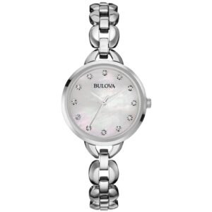 Đồng Hồ Bulova Chính Hãng Nữ 96L204 Mother of Pearl Crystal Dial Stainless Steel Quartz Ladies Watch