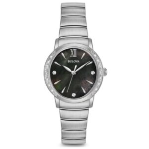 Đồng Hồ Bulova Chính Hãng Nữ 96R213 Diamond Quartz Black Dial Stainless Steel Ladies Watch