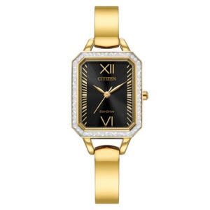 Đồng Hồ Citizen Nữ Chính Hãng EM0982-54E Silhouette Crystal Black Dial Stainless Steel Ladies Watch