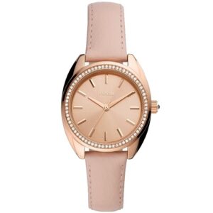 Đồng Hồ Fossil Chính Hãng Nữ BQ3773 Vale Solar-Powered Pink Leather Ladies Watch