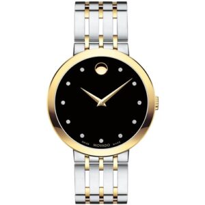 Đồng Hồ Movado Chính Hãng Nam 0607191 Esperanza Black Diamond Dial Two-tone Men's Watch