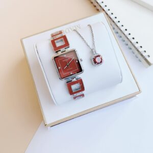 Đồng Hồ Sunrise Chính Hãng Nữ Red Stainless Steel Ladies Watch