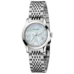 Đồng Hồ Gucci Chính Hãng Nữ YA126504 G-Timeless Mother of Pearl Diamond Dial Steel Ladies Watch