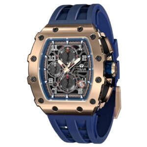 Đồng Hồ Tsar Bomba Chính Hãng Nam TB8204QBLUE Tonneau Chronograph Rubber Men's Watch