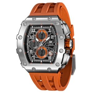 Đồng Hồ Tsar Bomba Chính Hãng Nam TB8204QORANGE Tonneau Chronograph Rubber Men's Watch