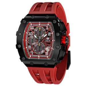 Đồng Hồ Tsar Bomba Chính Hãng Nam TB8204QRED Tonneau Chronograph Rubber Men's Watch