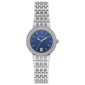 Đồng Hồ Bulova Chính Hãng Nữ 96R240 Quartz Blue Dial Diamond Accent Stainless Steel Ladies Watch