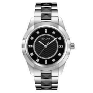 Đồng Hồ Bulova Chính Hãng Nữ 98P136 Diamond Black Dial Steel and Ceramic Ladies Watch