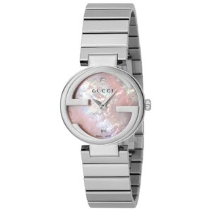 Đồng Hồ Gucci Chính Hãng Nữ YA133505 Interlocking Pink Dial Stainless Steel Ladies Watch