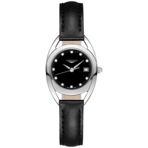 Đồng Hồ Longines Chính Hãng Nữ L6.136.4.57.0 L61364570 Equestrian Steel Black Leather Ladies Watch