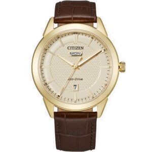 Đồng Hồ Citizen Chính Hãng Nam AW0092-07Q Rolan Champagne Dial Leather Men's Watch