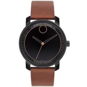 Đồng Hồ Movado Nam Chính Hãng 3600489 Bold Black Dial Brown Leather Men's Watch
