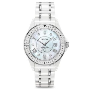 Đồng Hồ Bulova Chính Hãng Nữ 98P172 Marine Star Silver Mother of Pearl Diamond Dial Ladies Watch
