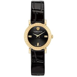 Đồng Hồ Nữ Versace Chính Hãng VE6M00222 Petit Black Leather Ladies Watch