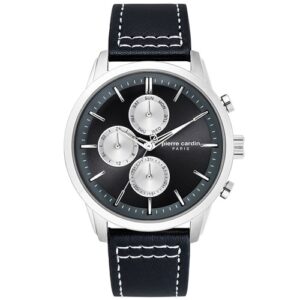 Đồng Hồ Pierre Cardin Chính Hãng Nam PC902741F03 Champerret Multifunction Black Leather Men's Watch