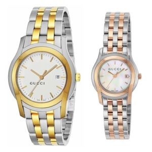 Đồng Hồ Gucci Chính Hãng Nam Nữ YA055216 YA055538 Two-Tone Steel Couple Watch