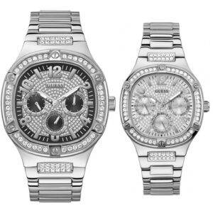 Đồng Hồ Guess Chính Hãng Nam Nữ GW0576G1 GW0558L1 Silver Tone Multifunction Couple Watch