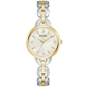 Đồng Hồ Bulova Chính Hãng Nữ 98P212 Classic Diamond Mother of Pearl Dial Two-Tone Ladies Watch