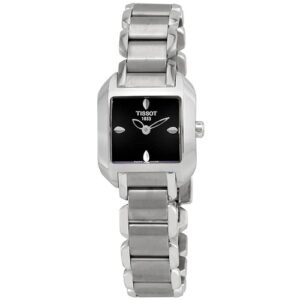 Đồng Hồ Tissot Nữ Chính Hãng T02.1.285.51 T02128551 T-Wave Black Dial Stainless Steel Ladies Watch