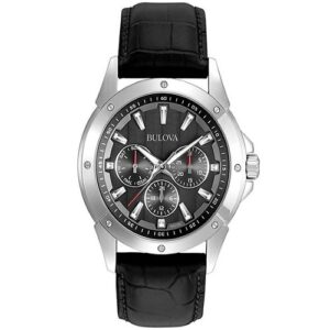 Đồng Hồ Bulova Chính Hãng Nam 96C113 Multi-Function Black Dial Black Leather Men's Watch