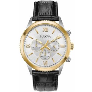 Đồng Hồ Bulova Chính Hãng Nam 98A218 Quartz Chronograph Black Leather Men's Watch