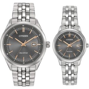 Đồng Hồ Citizen Chính Hãng Nam Nữ BM7251-53H EW2400-58H Eco-Drive Grey Dial Couple Watch