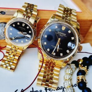 Đồng Hồ Sunrise Chính Hãng Nam Nữ Gold Black Dial Couple Watch