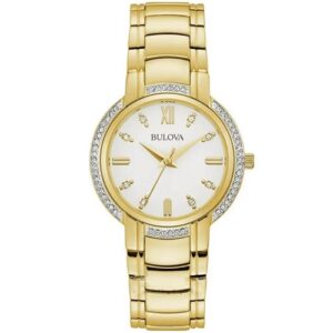 Đồng Hồ Bulova Chính Hãng Nữ 98L280 Crystal Accent Quartz Gold-Tone Ladies Watch