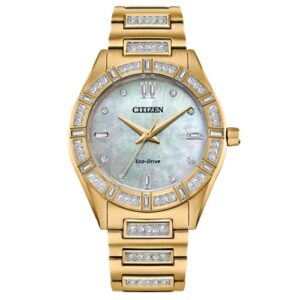 Đồng Hồ Citizen Chính Hãng Nữ EM1022-51D Silhouette Crystal Beige Dial Stainless Steel Ladies Watch
