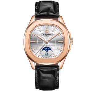 Đồng Hồ Carnival Chính Hãng Nam 8113G-VH-DD-T Aquanus Black Leather Men's Watch