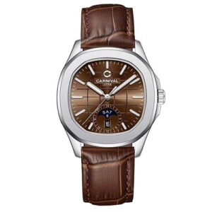 Đồng Hồ Carnival Chính Hãng Nam 8113G-VT-DD-N Aquanus Brown Leather Men's Watch
