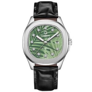 Đồng Hồ Carnival Chính Hãng Nam 8115G-VT-DD-XL Aquanus Black Leather Men's Watch