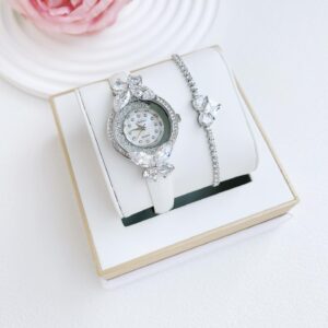 Đồng Hồ Melissa Nữ Chính Hãng White Leather Ladies Watch