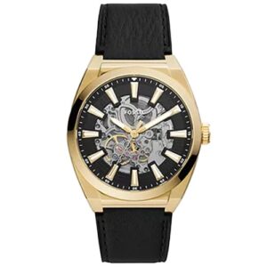 Đồng Hồ Fossil Nam Chính Hãng ME3208 Everett Automatic Black Leather Men's Watch